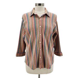 Vintage The Territory Ahead Womens Large Top Textured Striped Multicolor Boho